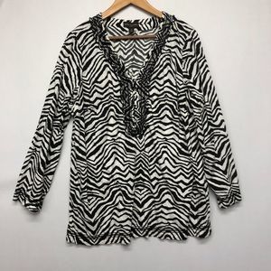 Dana Buchman Women Animal Prints Blouse Shirt Top Size 1X Cotton Blend M130 -25
